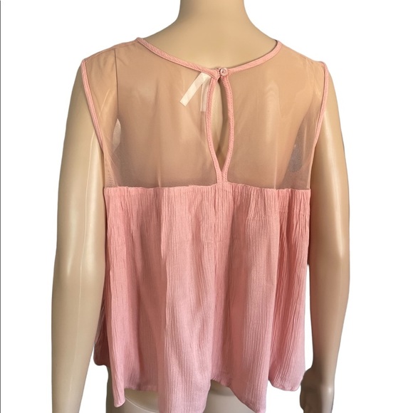 True Destiny Pale pink Sleeveless tank embroidered boho blouse size large - Picture 4 of 7
